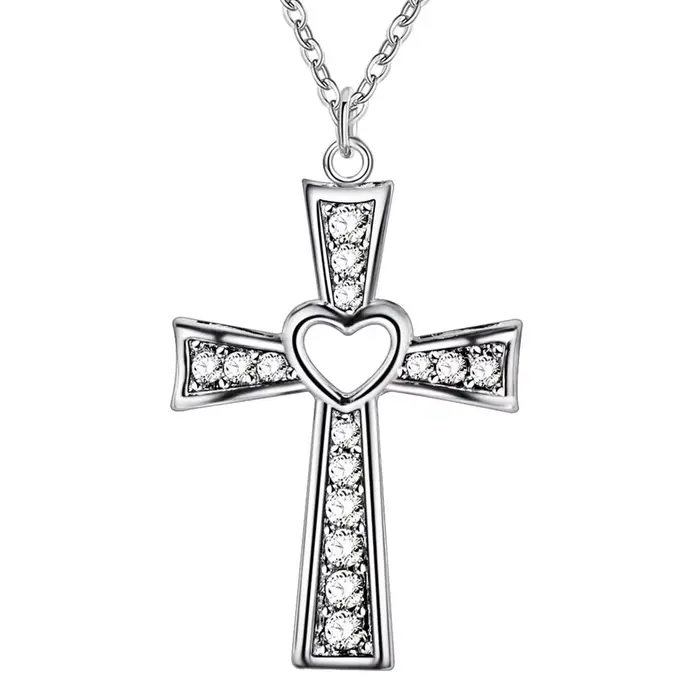 Collier en argent Sterling 925 pour femmes, bijoux de luxe pour mariage, pendentifs en forme de croix en cristal, chaîne
