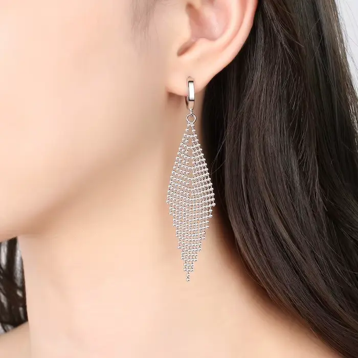 Boucles d'oreilles longues en argent Sterling 925, perles à pampilles, pour femmes, bijoux de mariage, cadeaux à la mode, nouvelle collection