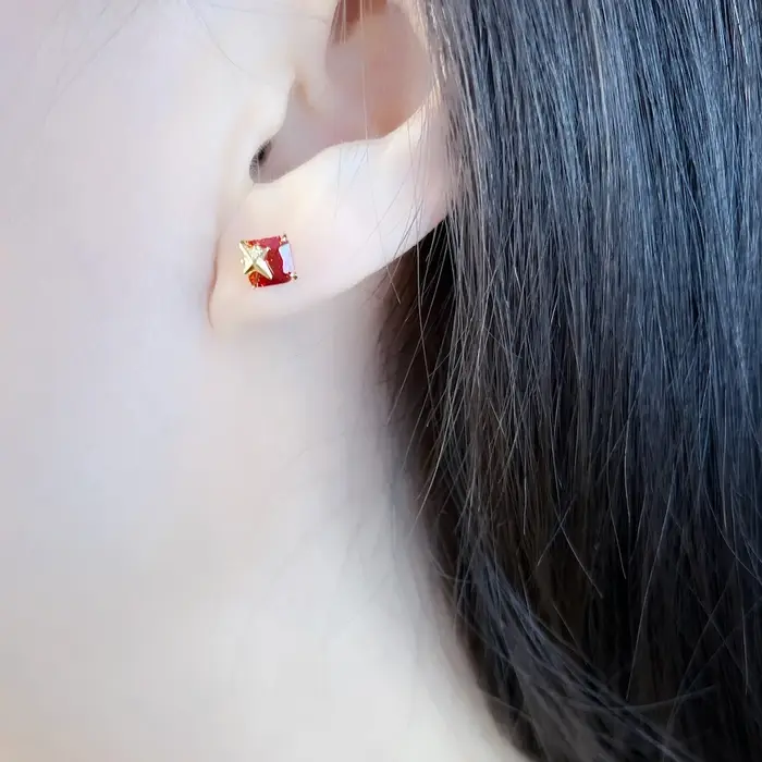 Clous d'oreille Pierre Orange Avec Étoile