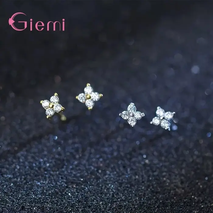 Boucles d'oreilles trèfle en argent Sterling 100% véritable