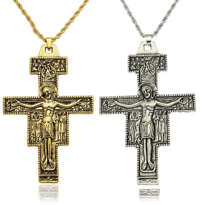 Collier Vintage en forme de croix Saint-Saint François d'Assisi Tau San Damiano