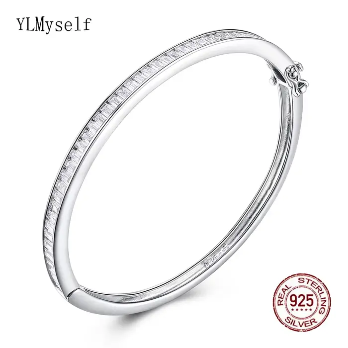 YLMyself Bracelet Bracelet 5*5.6 CM 925 argent 4MM carré cubique Zircon luxe bijoux fins