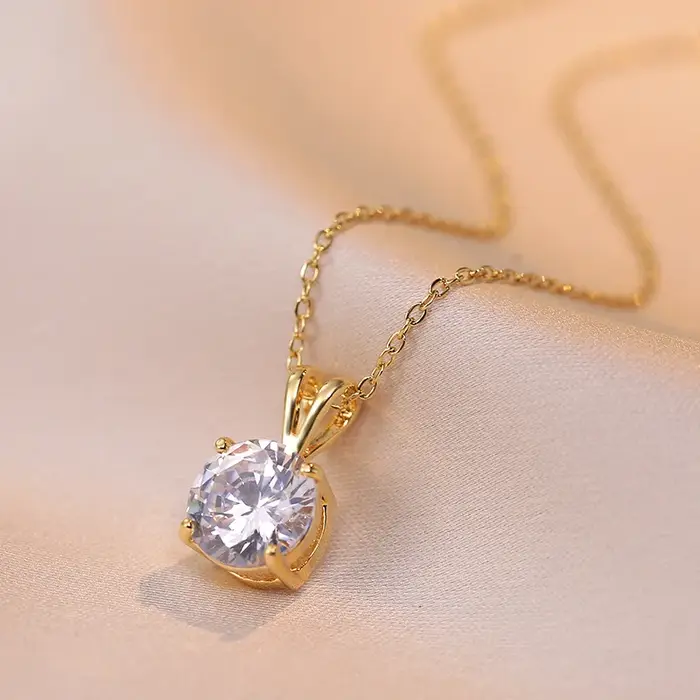 Collier avec pendentif en diamant Carat pour femmes, breloque classique, cercle géométrique, luxe, c