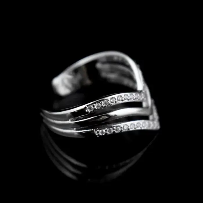 LYNNE – bague en argent Sterling 925, bijou de personnalité Fine, multicouche, AAA, Zircon, redimensionnable en forme de V, CZ Rock, cadeau à la mode pour femmes