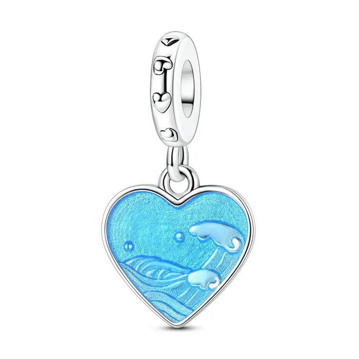 Breloques originales en argent 925, perles bleues, adaptées au Bracelet, pendentif, bricolage pour f