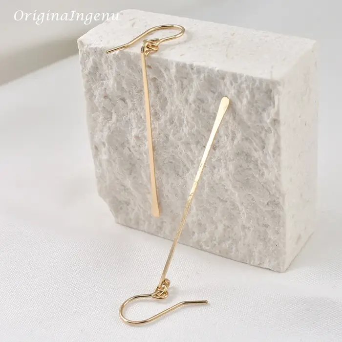 Boucles d'oreilles longues faites à la main en argent 925/or