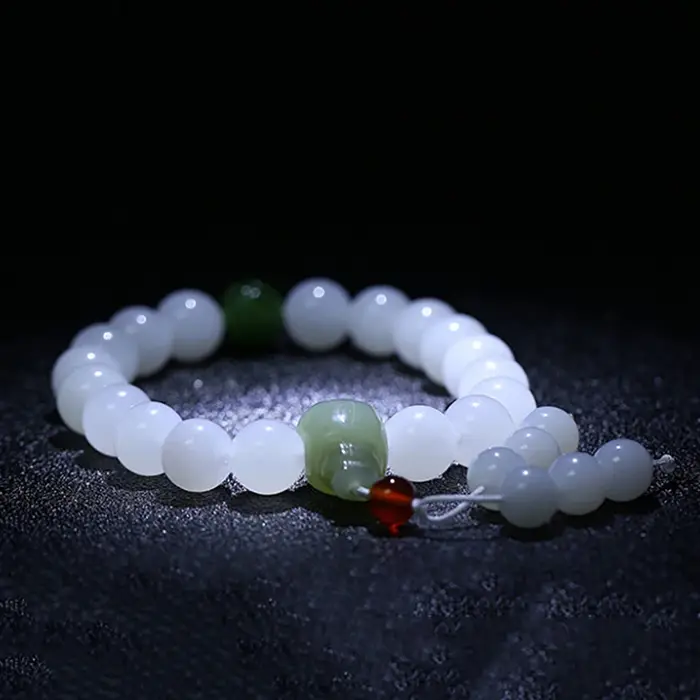 Pendentif Fleur de Jade Hetian et Bracelet à Boucle Unique en Jade Blanc Hetian pour Occasions Spéciales Femme Élégant