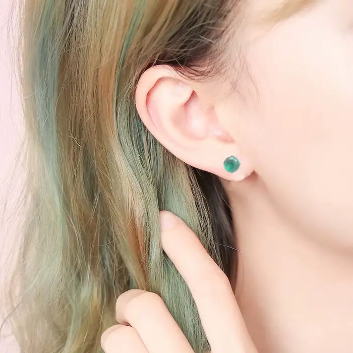 Boucles d'oreilles émeraude naturelle véritable en argent Sterling 925 élégantes pour femmes occasions spéciales soirée mariage