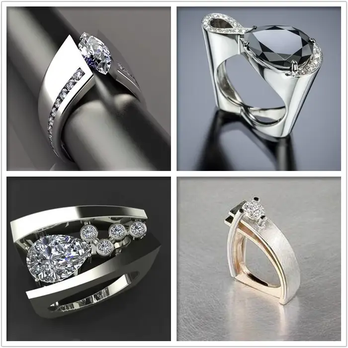 Style Unique femme marque grande bague de luxe argent Rose or couleur