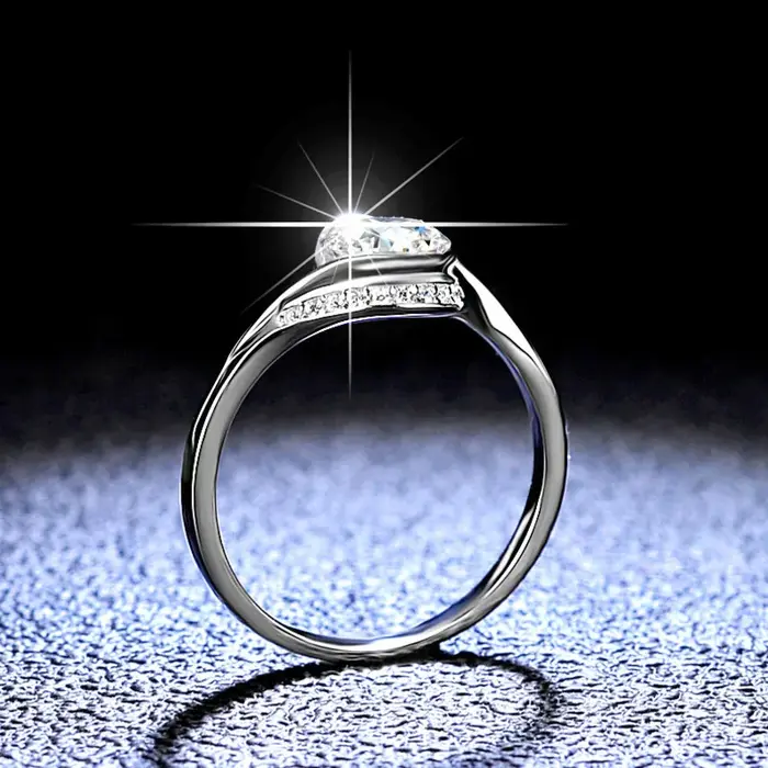 PomerceJelly-Bagues Moissanite en argent regardé 925 pour femmes
