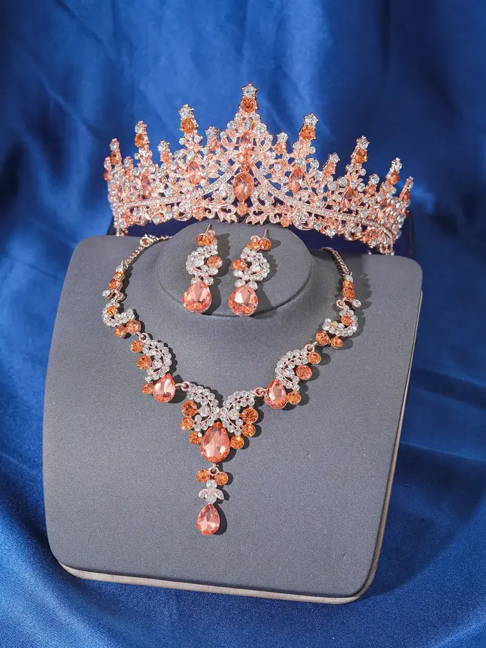 Ensemble de bijoux en cristal noir pour femmes