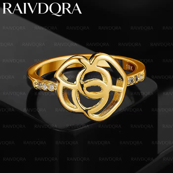 Bague creuse en zircon plaqué or 18 carats pour femmes, bijoux à la mode, accessoires de mariage élé