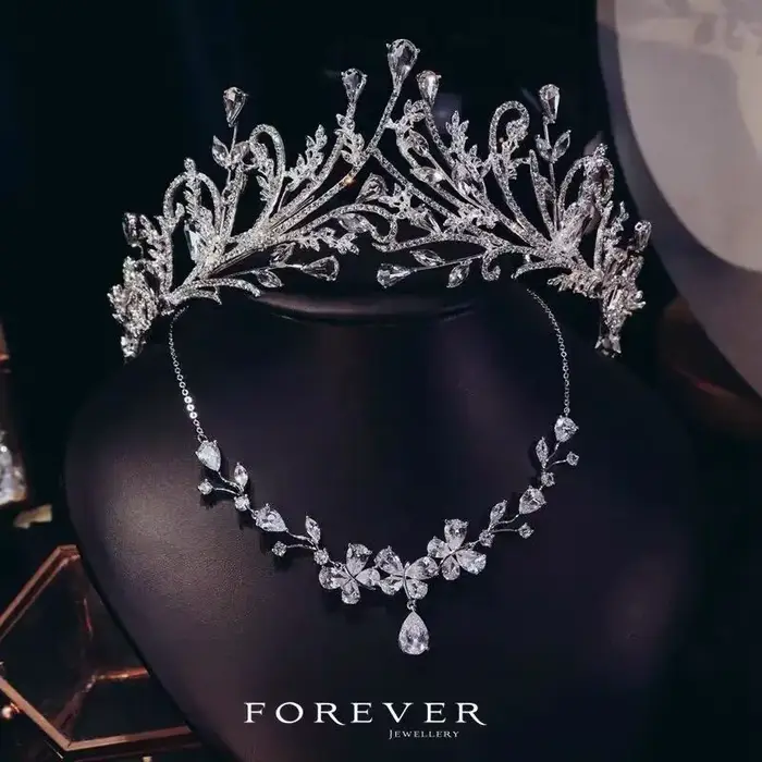 Parure de bijoux CC en zircone pour femme