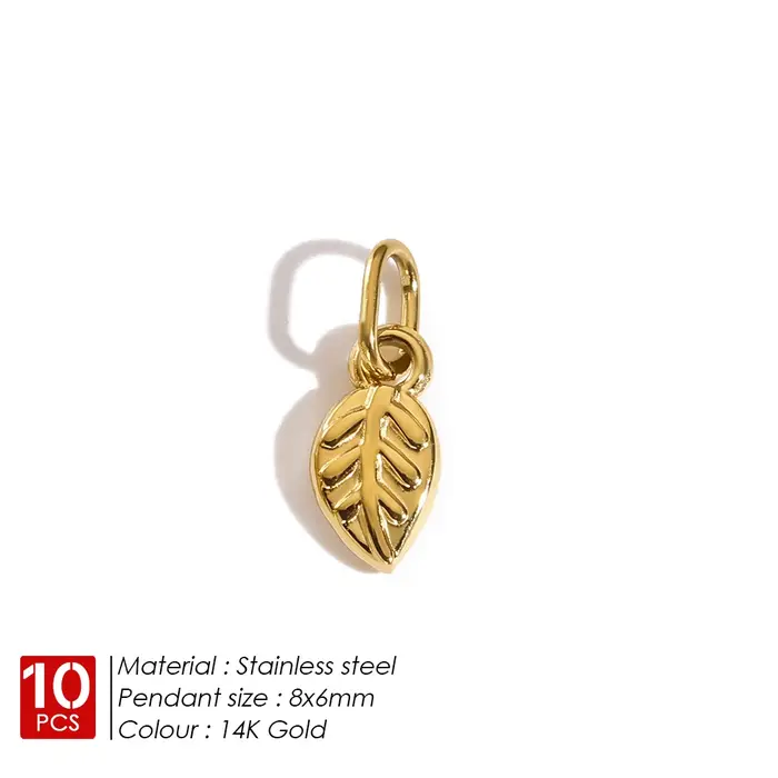 eManco Lot de 10 pendentifs tropicaux tendance couleur or en acier inoxydable, bijoux décontractés p