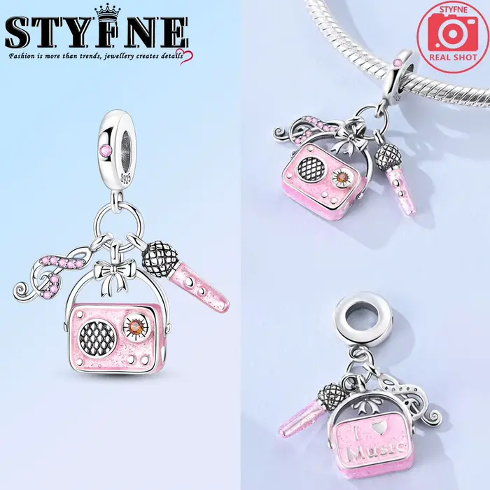 Breloques et perles en argent sterling 925, motif sac à main rose, compatibles avec bracelet origina