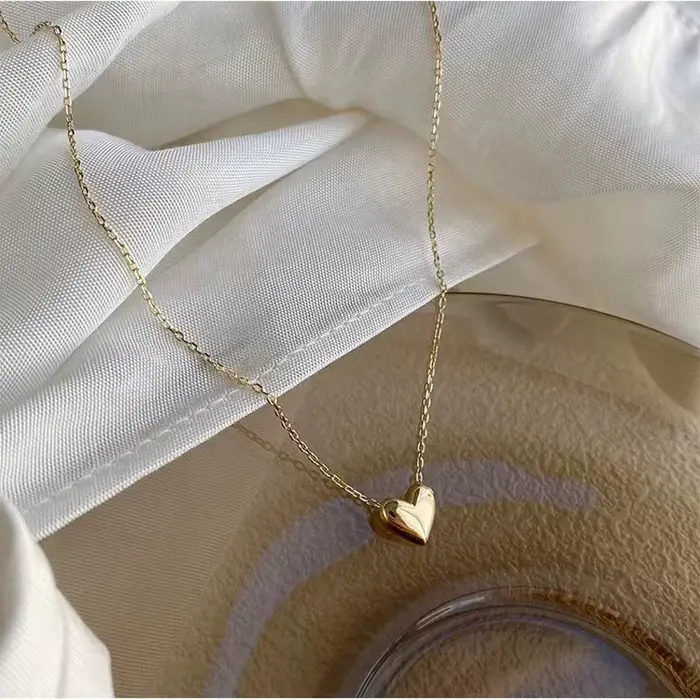 Collier en argent S925 en forme de cœur, collier simple et élégant pour la clavicule, accessoire par
