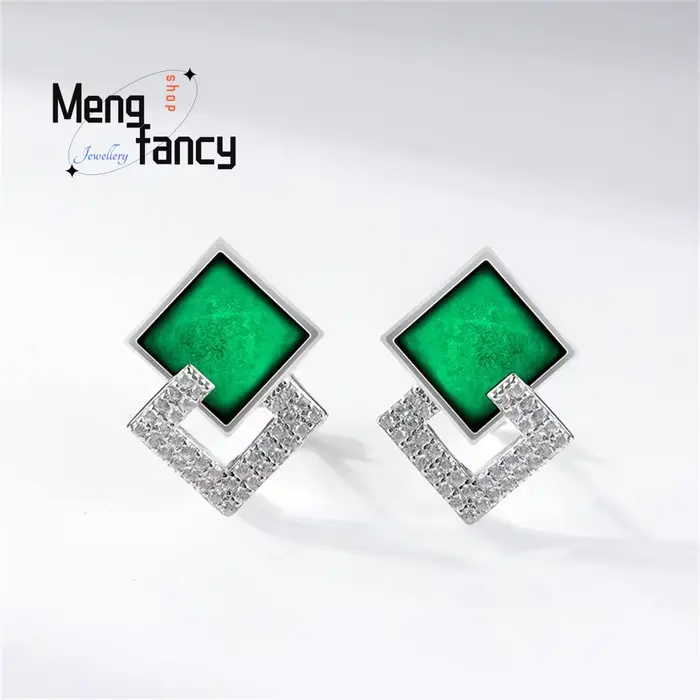 Boucles d'oreilles en argent S925 incrusté d'aiguilles naturelles