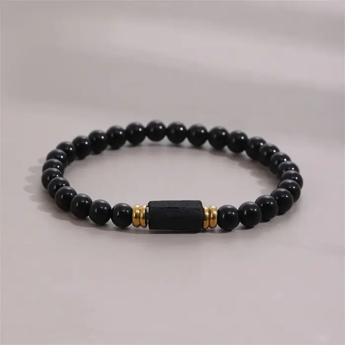 Bracelet tourmaline noire brute, mara de poignet de 6mm, protection, mise à la terre, soulagement du