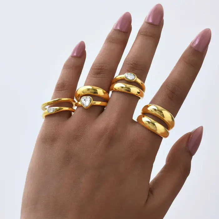 Bague épaisse Double couche pour femmes