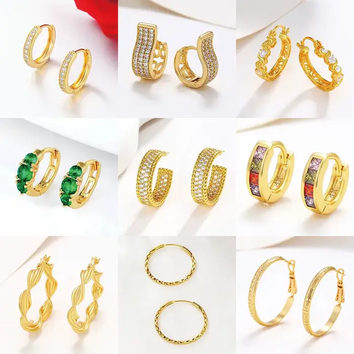 XP Jewelry --- AAA + boucles d'oreilles en Zircon pour femmes, bijoux à la mode, vente en gros, plaqué or pur 24 carats, écologique