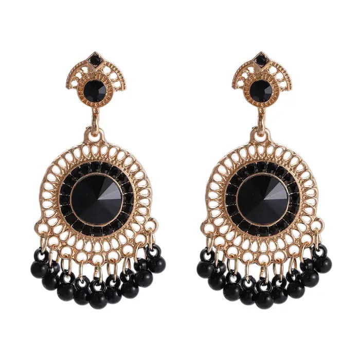 Boucles d'Oreilles Ethniques Rondes en Clip pour Femme, Accessoires de Bijoux Indiens, Vintage, en O