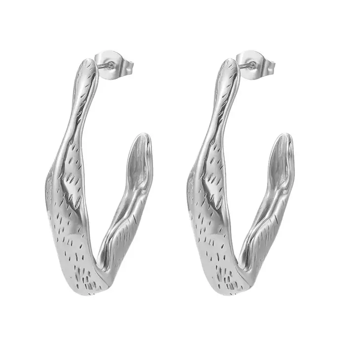 Boucles d'oreilles à crochet en acier inoxydable pour femmes, couleur or, rétro irrégulières, bijoux