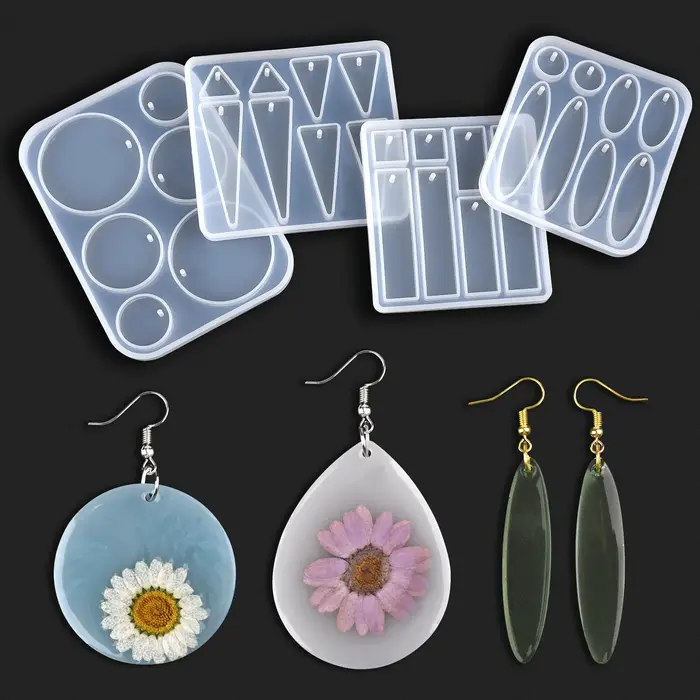 Moule rond en Silicone pour pendentif de boucle d'oreille géométrique en résine époxy pour bricolage artisanat et ornements bijoux occasions spéciales