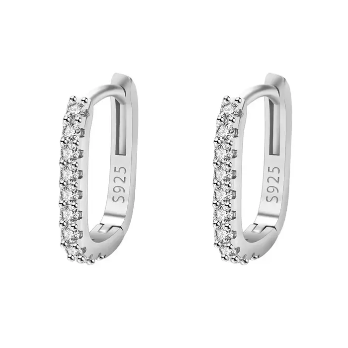Boucles d'oreilles créoles en argent sterling 925, élégantes, avec cristaux et zircon, pour femme, c