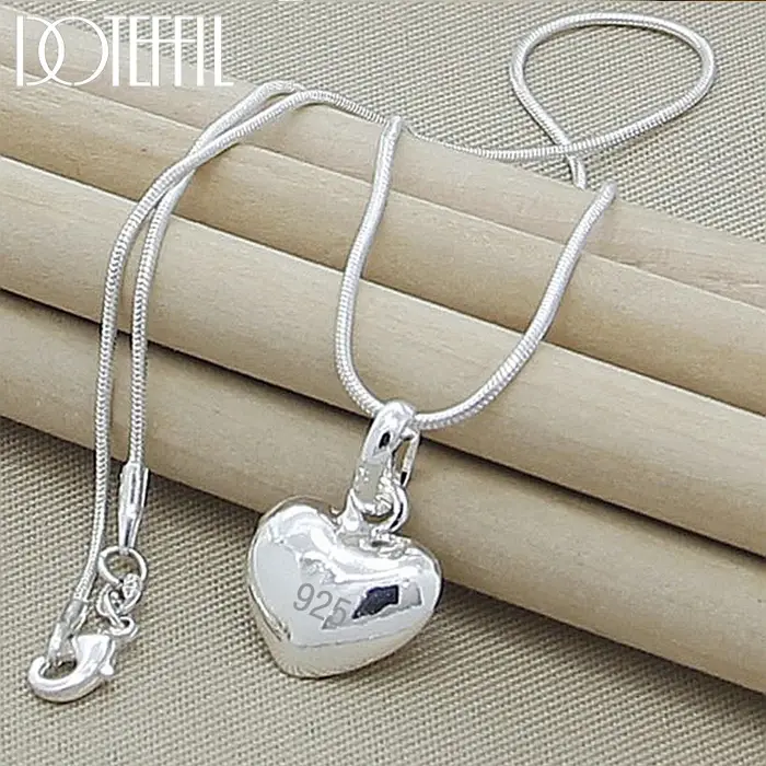 DOTEFFIL-Collier avec Pendentif Petit Cœur en Argent pour Femme, Bijoux de Mariage à la Mode, 16-30 