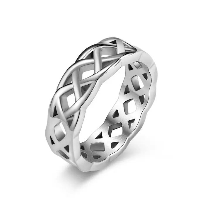 Anneaux à nœud tissé éternel en acier inoxydable pour hommes et femmes, anneau creux enroulé, bijoux