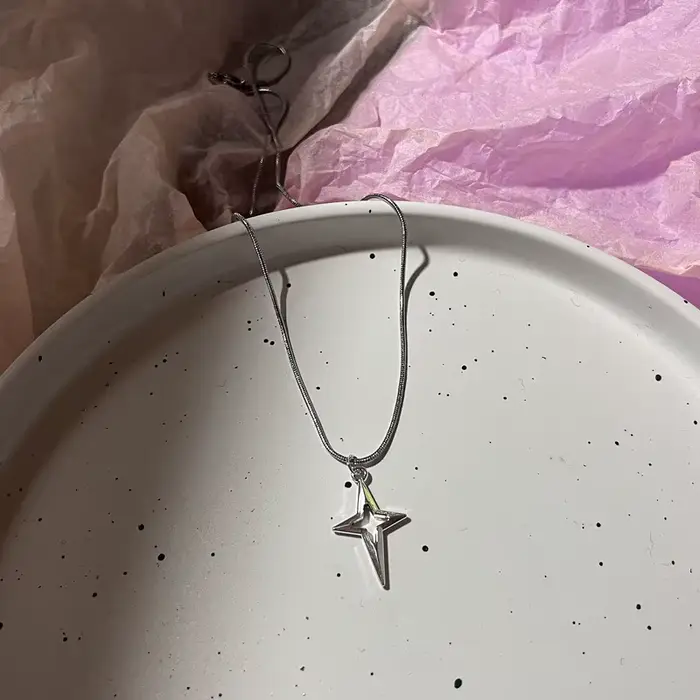 Collier pendentif étoile en argent vintage pour hommes et femmes, gothique, punk, esthétique, mode c