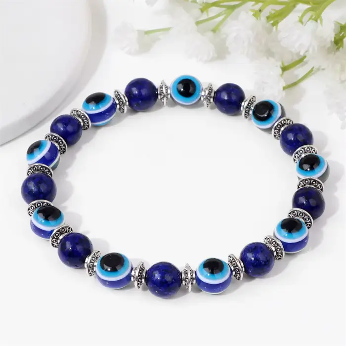 Bracelets mauvais œil colorés faits à la main pour hommes et femmes, bracelets perlés, bijoux élastiques, jaune, rose, noir, bleu, vert, mode