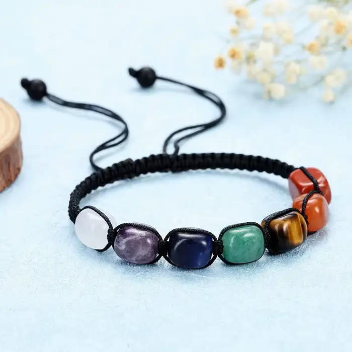 Bracelet Chakra en cristal de guérison Reiki, corde tressée en pierres précieuses naturelles, Bracel