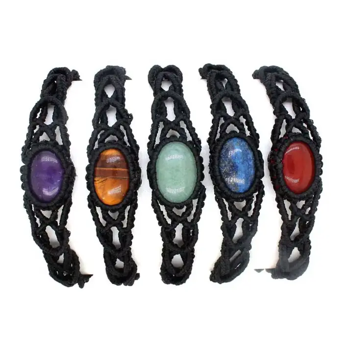 Bracelets en macramé tressé en pierre de cristal pour filles
