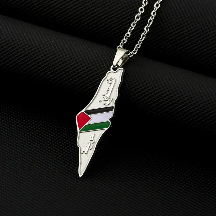 Collier pendentif drapeau carte de l'état de la Palestine