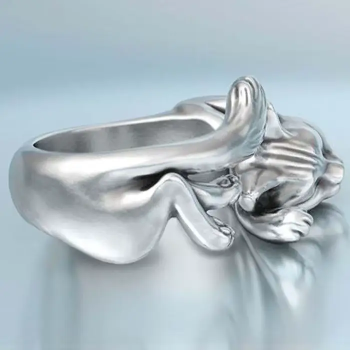 Nouveau Vintage mignon chat anneaux femmes bijoux cadeau d'anniversaire à la mode taille ouverte 925 bague en argent Sterling fille accessoires de fête KOFSAC