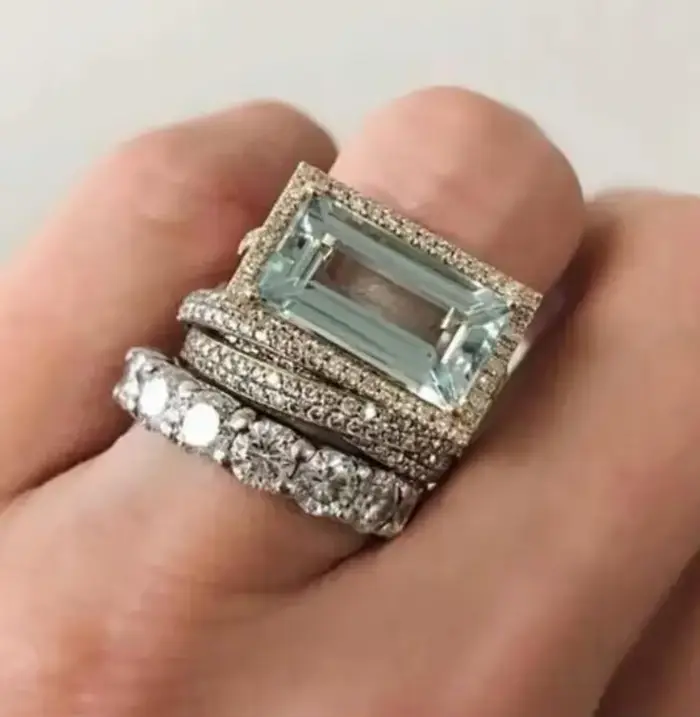 ChimExquisite-Ensemble de trois pièces pour femme, incrustation de documents verts, carré, brillant, bague sur les dimensions Agemen, accessoires cadeaux, bijoux personnalisés