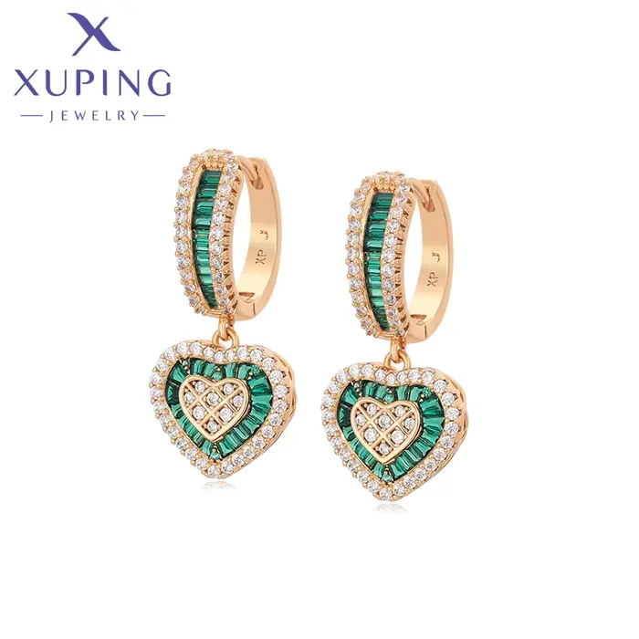 Boucles d'oreilles Huggies en forme de cœur romantique couleur or Xuping Jewelry pour femme, cadeau 