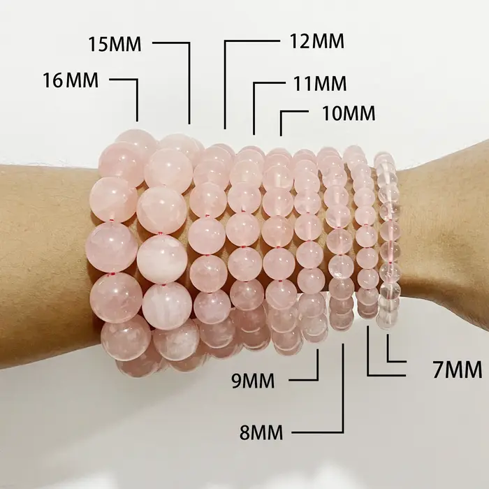 Bracelet en pierre naturelle de quartz rose 7/8/10/12/15 mm pour femmes et hommes