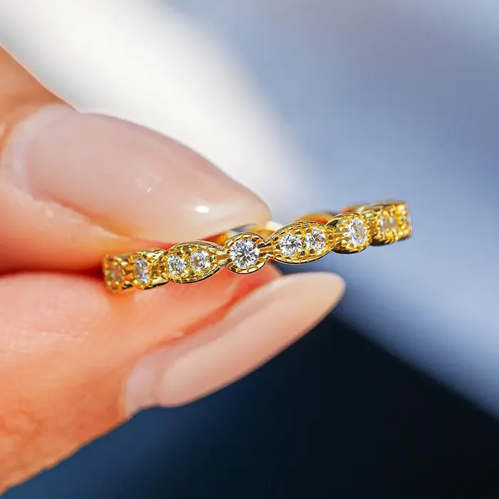 Lumira élégant véritable 18K bague en or ensemble avec Moissanite luxe pour les femmes mode fête de mariage charme bijoux bande