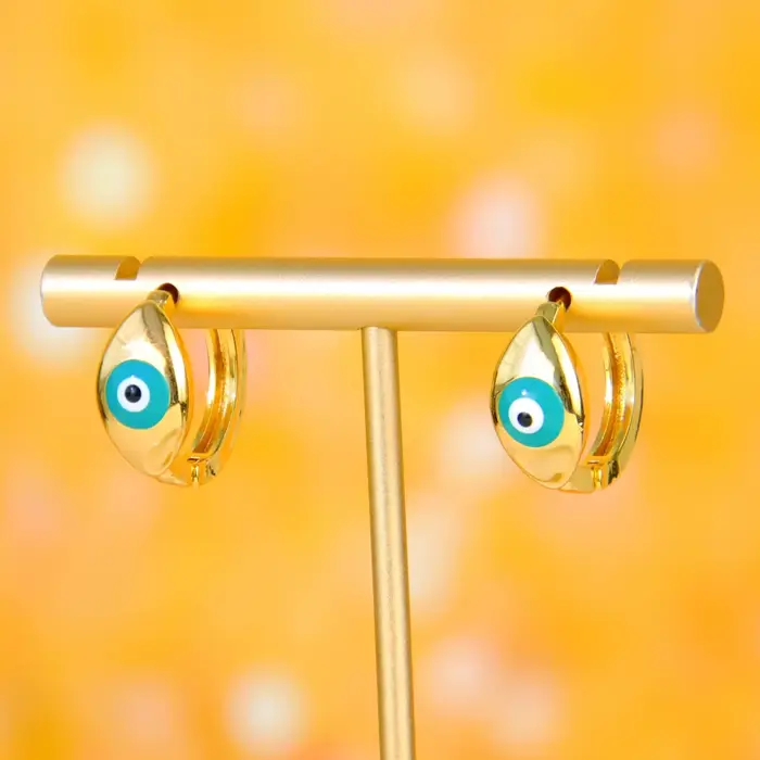 Boucles d'Oreilles Pendantes Mauvais Yeux pour Femme, Mode Arabe, Plaqué Or 18K, Document Élégant, D