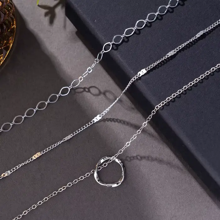 Colliers en or superposés pour femmes, empilables, plaqué or 14 carats, argent, cercle, trombone, chaîne, pendentif, ras du cou, ensemble pour femmes