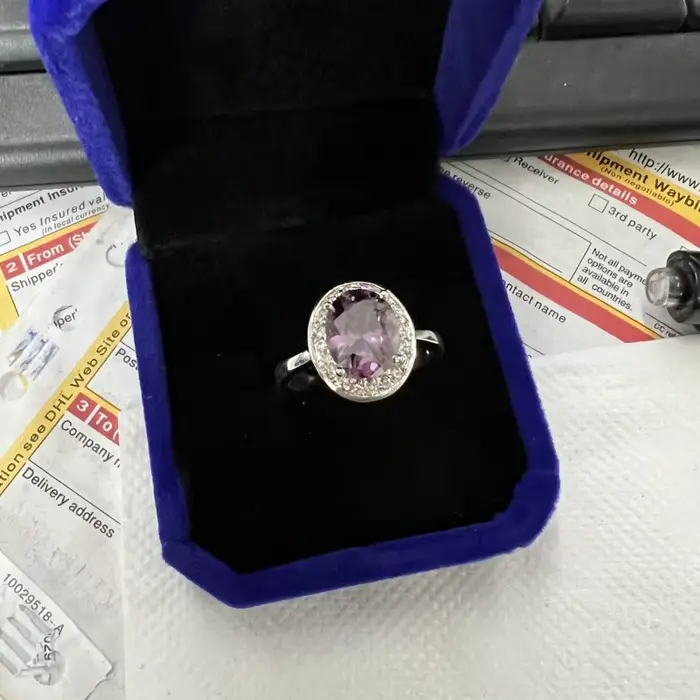 Bague de fiançailles et de mariage en or blanc 10 carats avec diamant aigue-marine de laboratoire, m