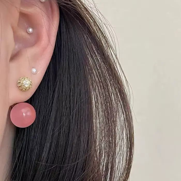 Boucles d'oreilles pendantes en opale rose pour filles, élégantes et douces, nouveau design, bijoux polyvalents, accessoires style 2026 pour femmes