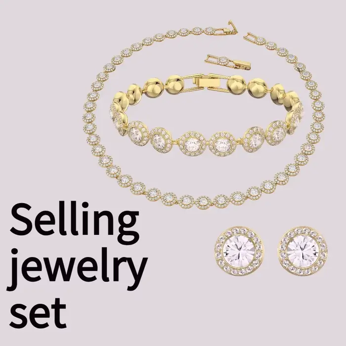 Ensemble de bijoux fins en or et cristal Charms 2026 pour femmes, collier rond, bracelet, boucles d'oreilles, cadeau romantique