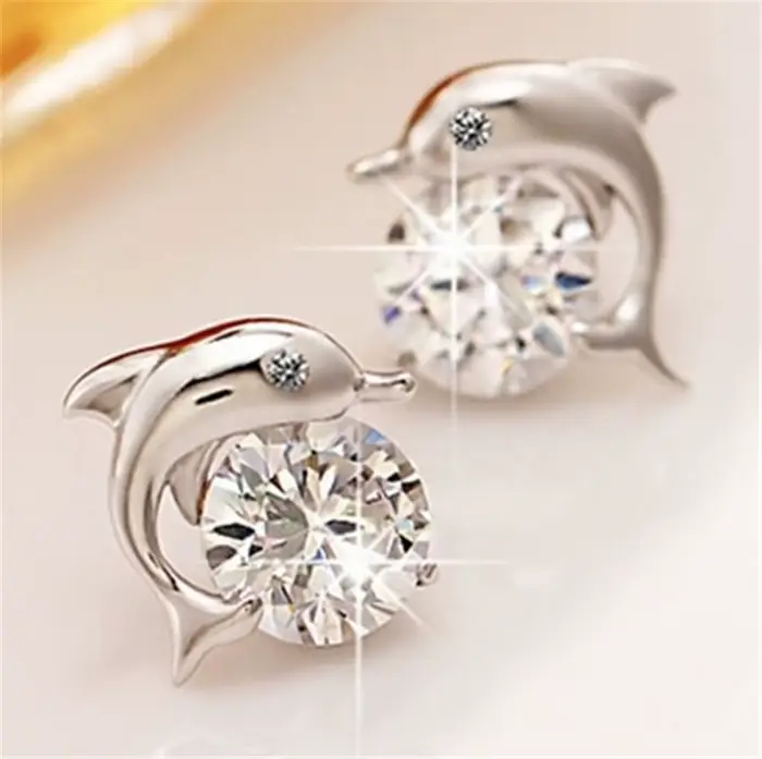 Boucles d'oreilles romantiques DolDave Love pour femmes, bijoux en argent regardé 925, coupe ronde, 