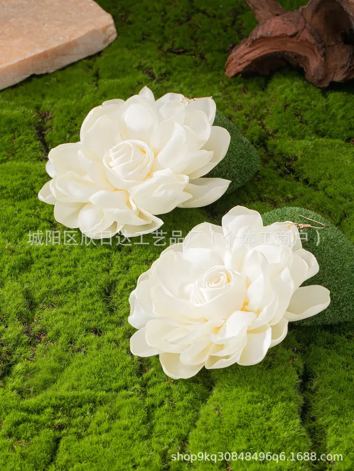 Boucles d'oreilles en forme de bouton de rose en Satin personnalisées, bijoux à la mode florale de S