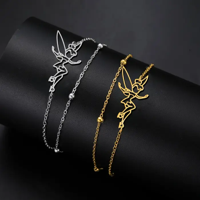 Bracelet de fée pixie en acier inoxydable avec motifs squelette pour filles et femmes occasions spéciales