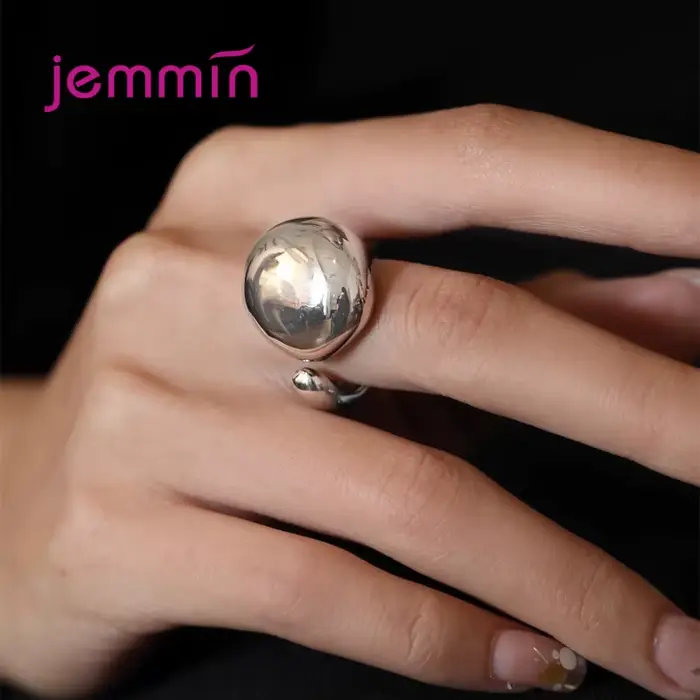 Bagues en argent sterling 925 véritable pour femmes, style géométrique, faites à la main, ouverture irrégulière, pour fête, anniversaire, cadeau