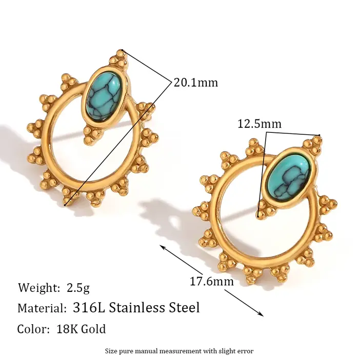 Boucles d'Oreilles promenales en Résine Bleu Turquoise en Forme d'Éventail, Yeux de Papillon avec Ci